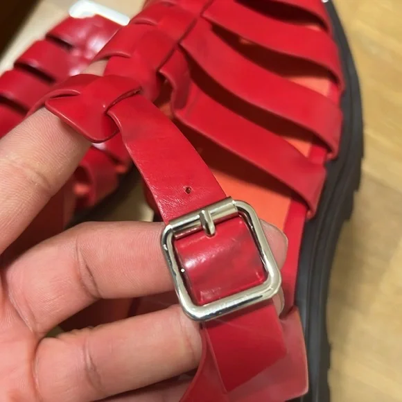 NEW Jeffrey Campbelll Lafayette platform fisherman Red sandals shoes size 7 - Picture 10 of 10